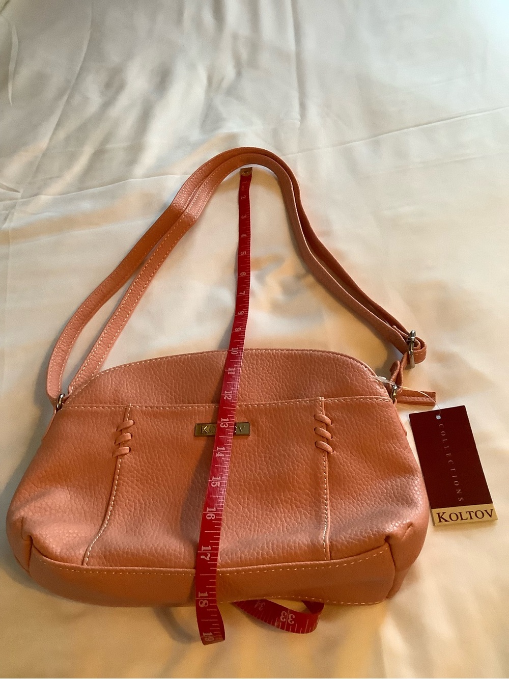 Textured Salmon Pebbled Shoulder Bag - Picture 3 of 7
